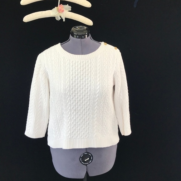 Tommy Hilfiger Long Sleeve Cream Knit Sweater - Picture 1 of 8